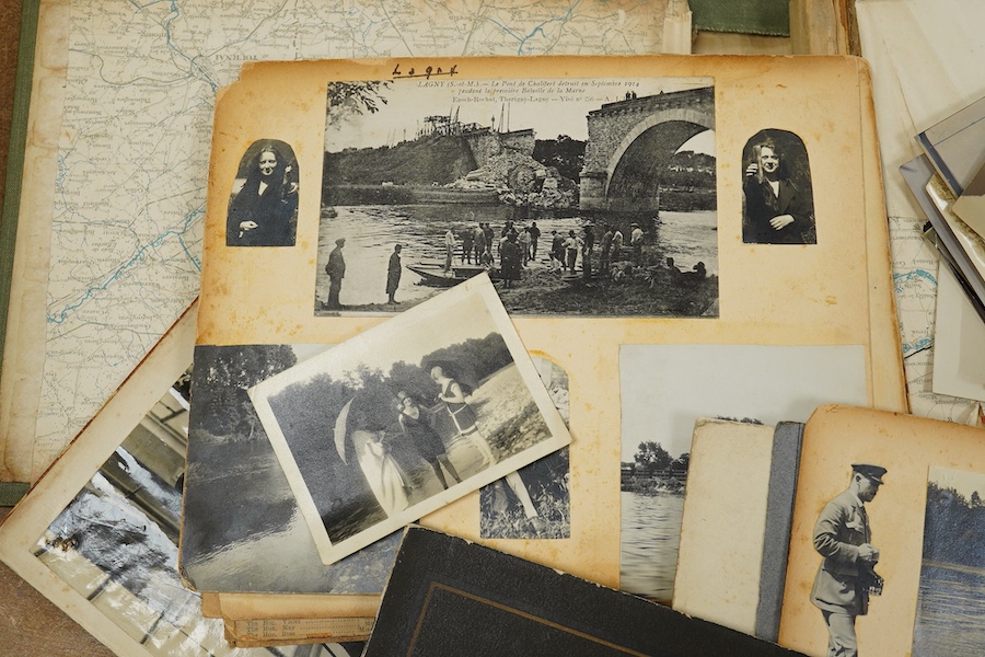 An archive of post First World War documents and photographs including two part letters signed by Winston Churchill